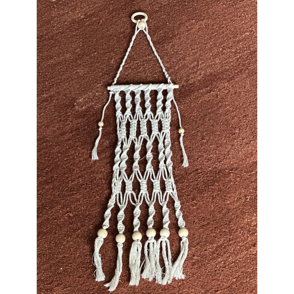 Small Macrame Woven‎ Wall Hanging Cream Boho Cottagexore Witchy